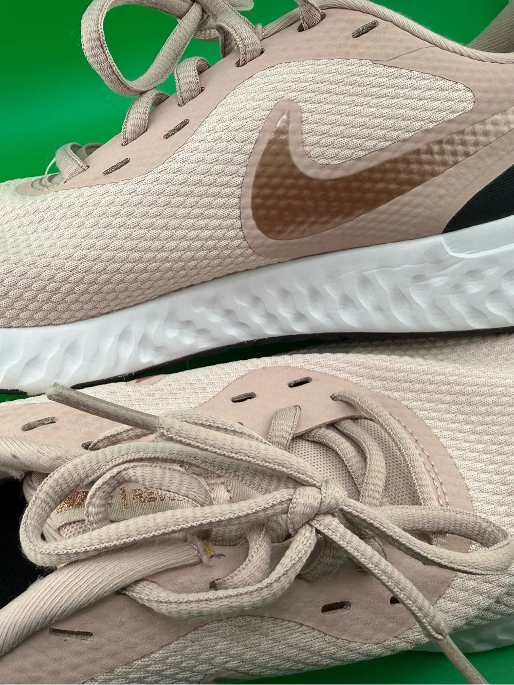 Nike Women's Blush Pink Athletic Running Sneakers with Subtle Gold Swoosh